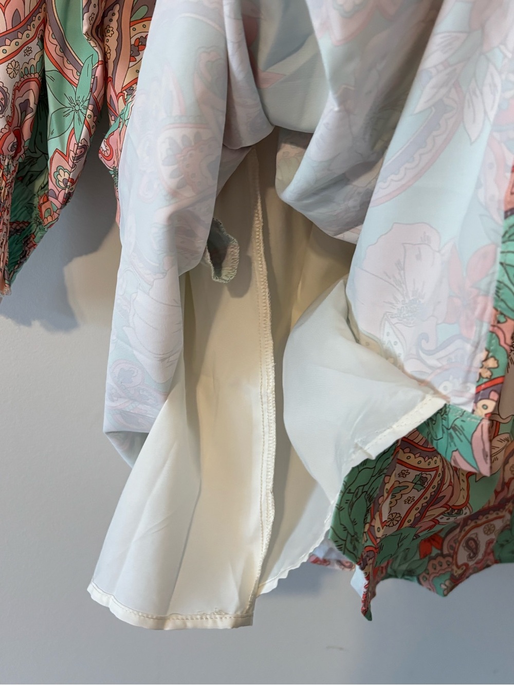 Summer Mint Green Paisley Floral Button-Up Babydoll Concert Dress - Picture 7 of 11